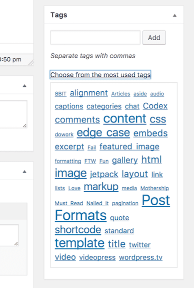 Most Used Tags in the Classic Editor