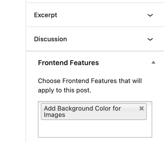 Frontend Features metabox