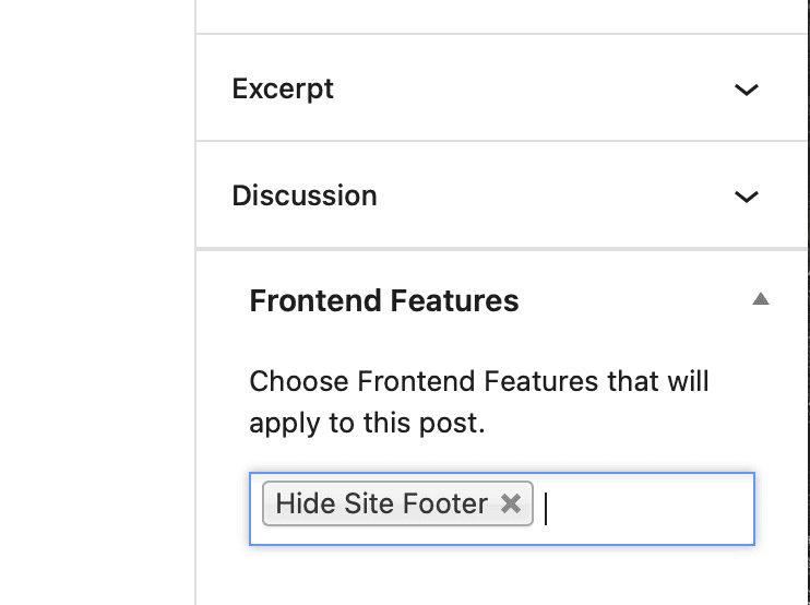 Frontend Features metabox