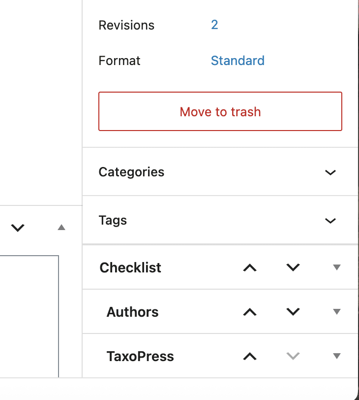 Metabox arrows for reordering
