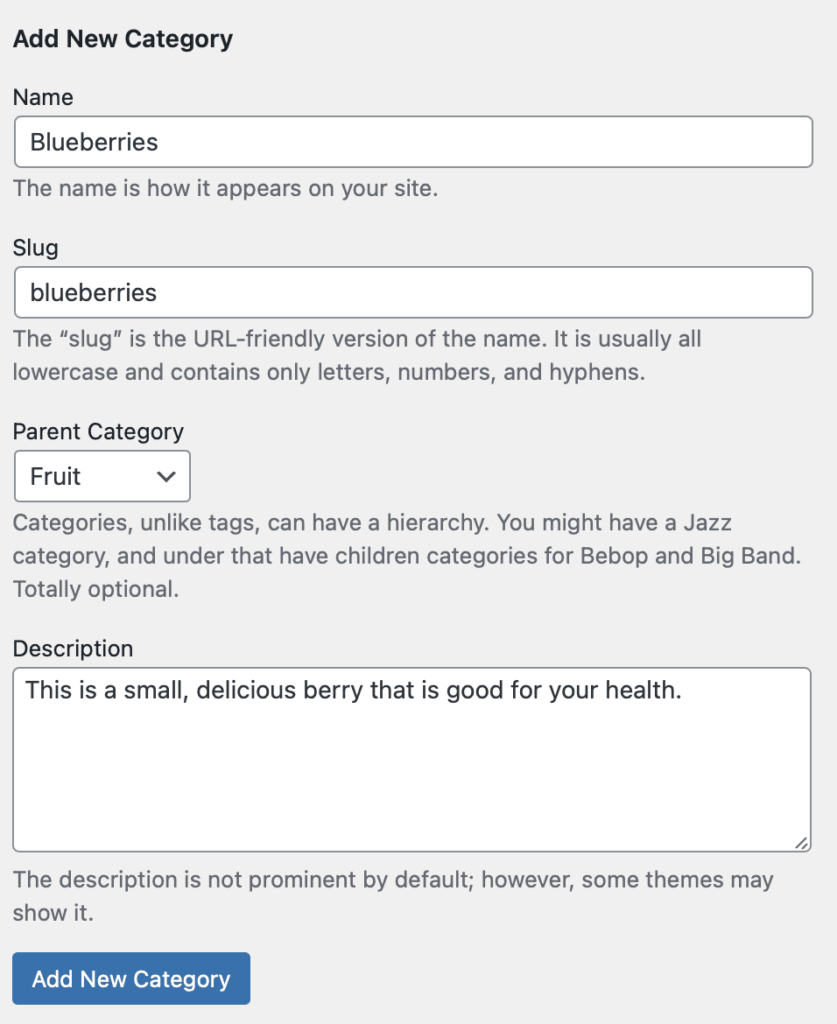 Adding Categories in WordPress