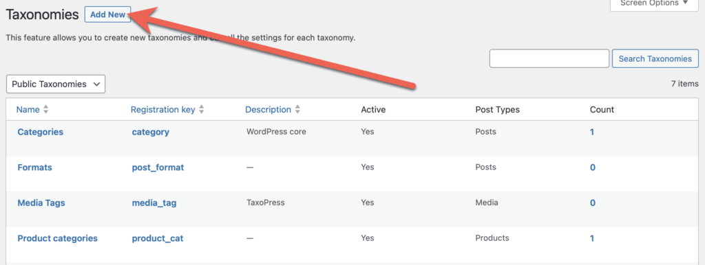 Add a New Taxonomy in WordPress