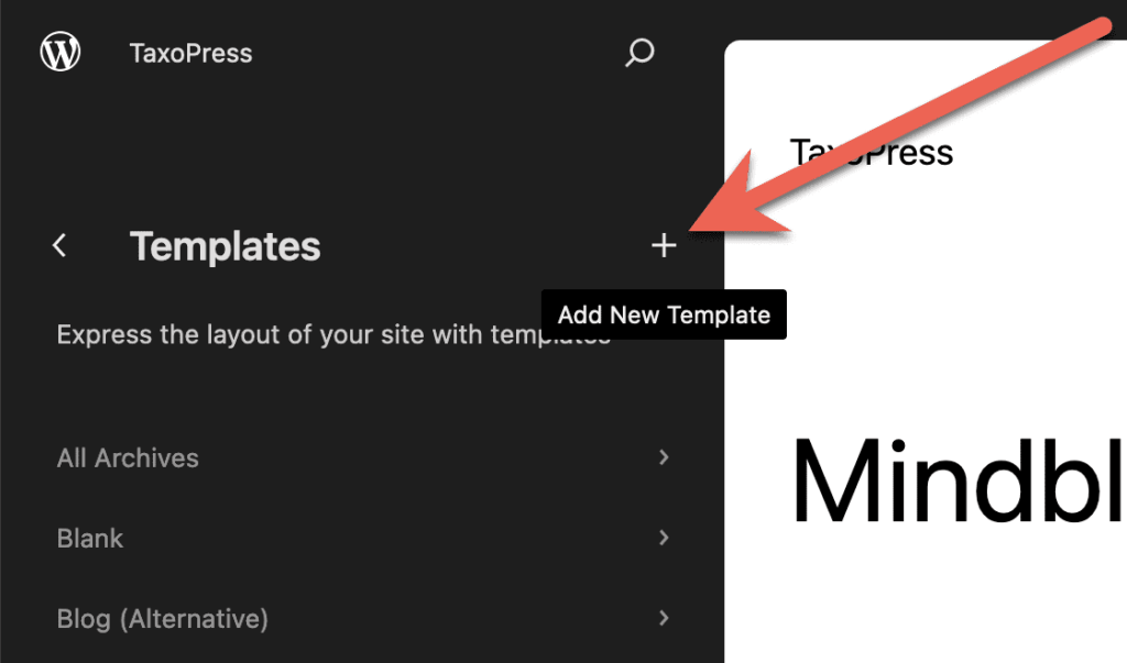 Add new template in Full Site Editor