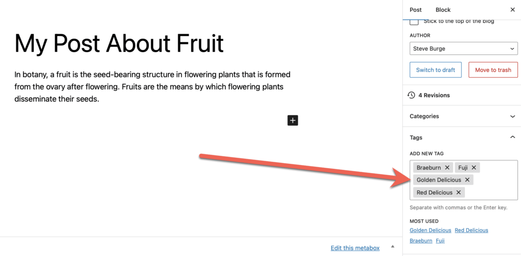Adding Tags to a WordPress post