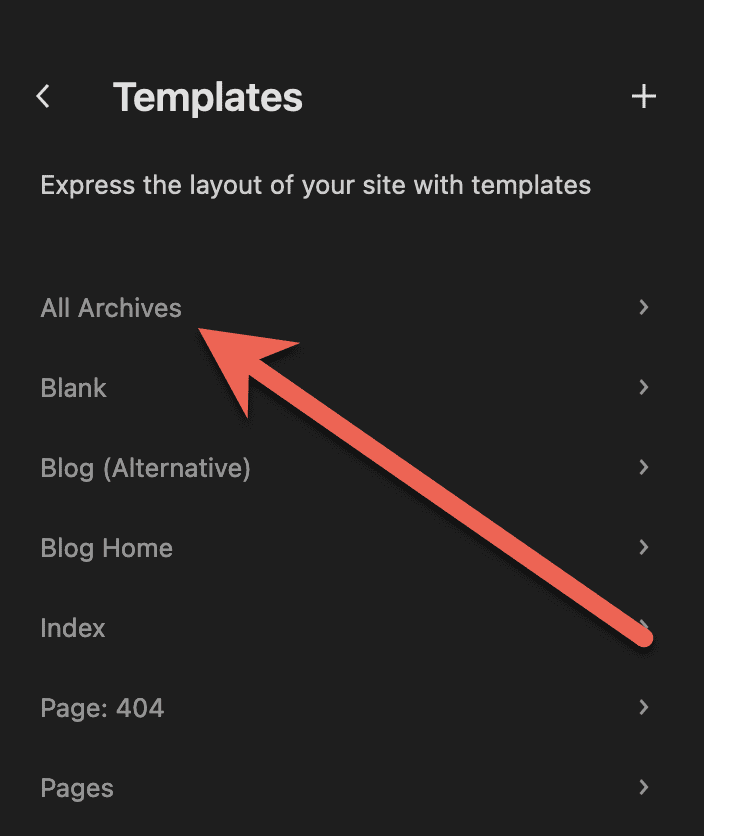 All Archives link in the WordPress Site Editor