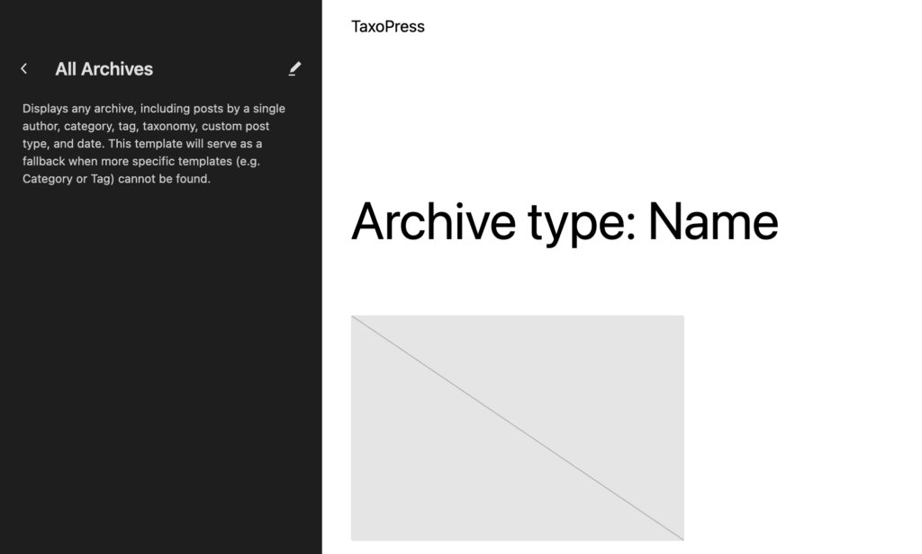 The All Archives screen in the WordPress Site Editor