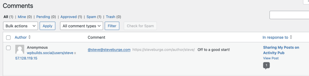 WordPress ActivityPub Plugin comments