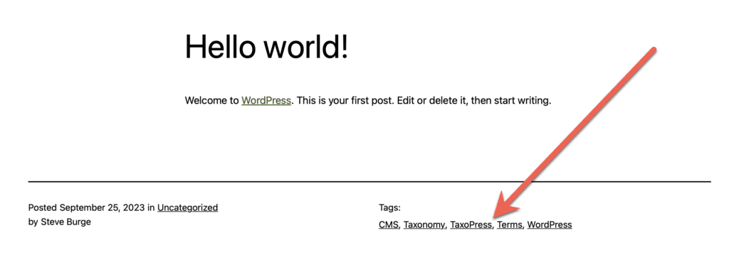 A public taxonomy in WordPress