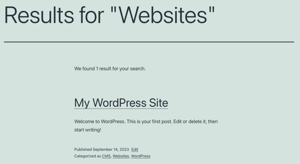 Categories or Tags in WordPress search results