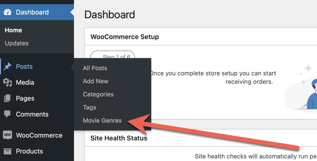 A menu link for a WordPress taxonomy