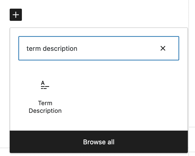 Term description block in WordPress