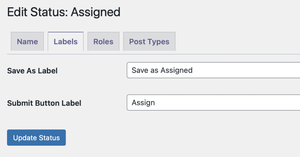 Edit the labels for a status