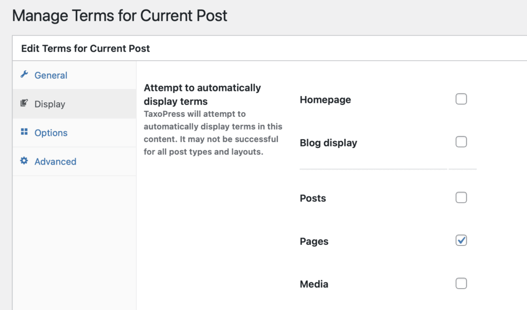 Adding Categories to WordPress pages with TaxoPress