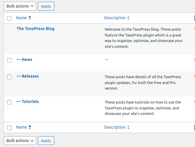 WordPress Categories