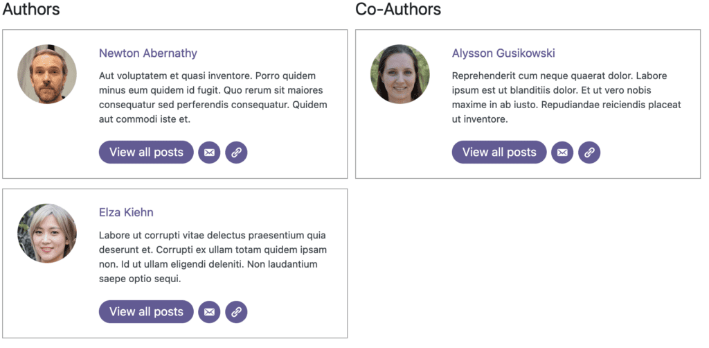 Author Categories example with columns