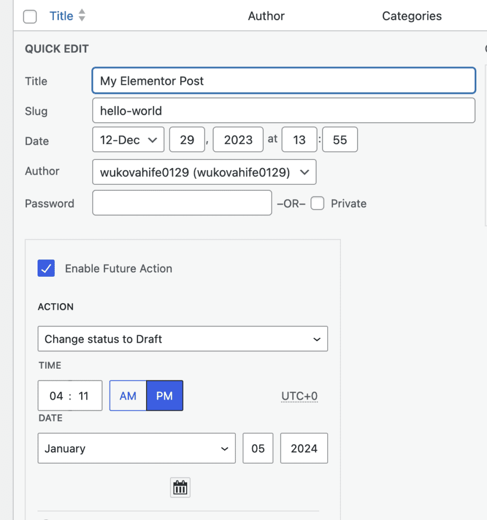 Elementor and PublishPress Future