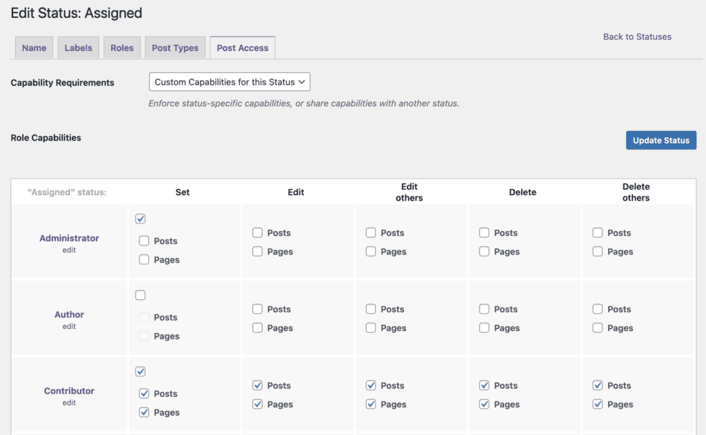 Contributor status access