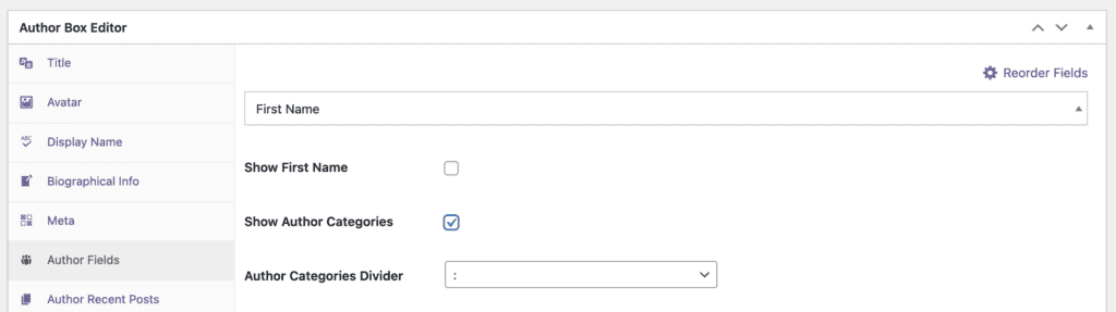 Show Author Categories
