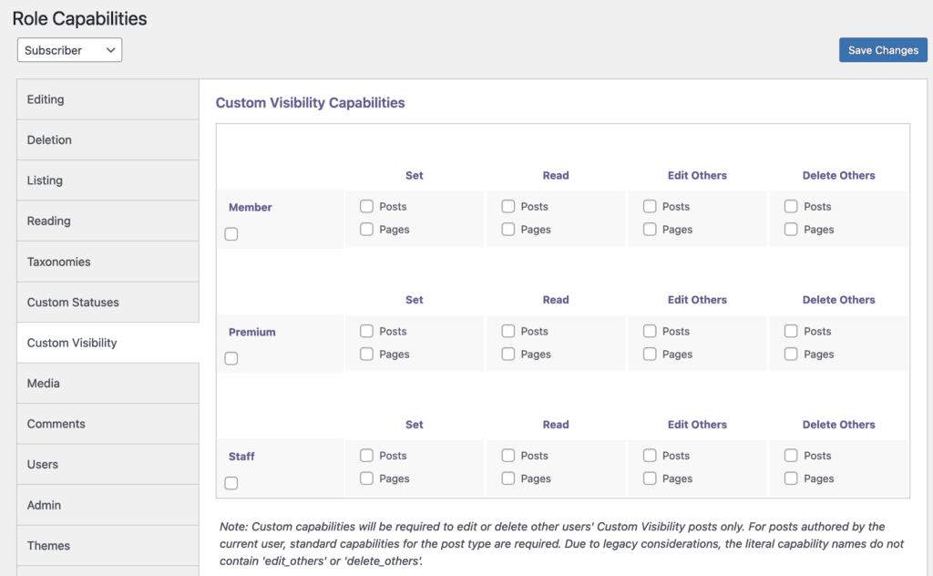 Custom visibility statuses in PublishPress Capabilities