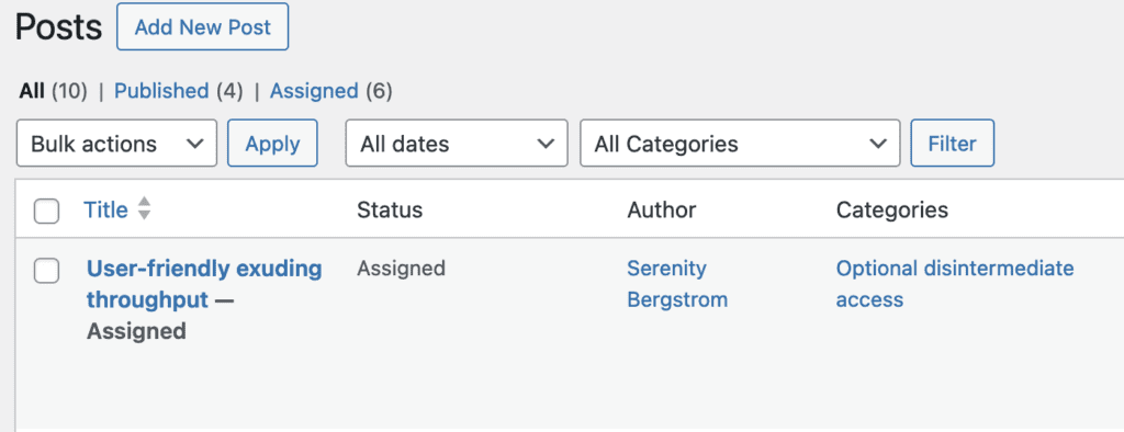 Published and Assigned posts