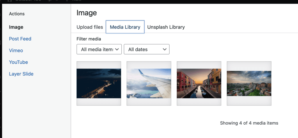 Add images from your media library to WordPress