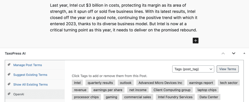 OpenAI analysis of a business article