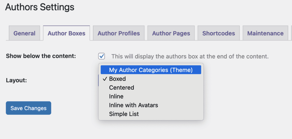 Choosing a new Authors Categories theme