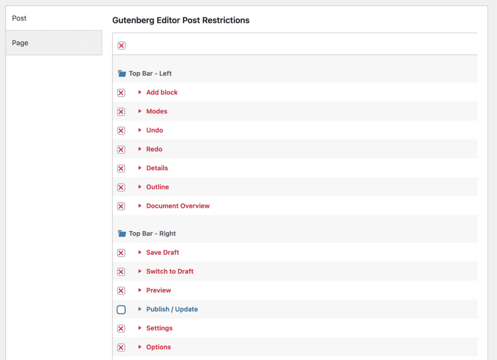 Gutenberg Editor Post Restrictions