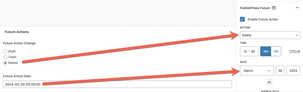 Future Action Change and Date