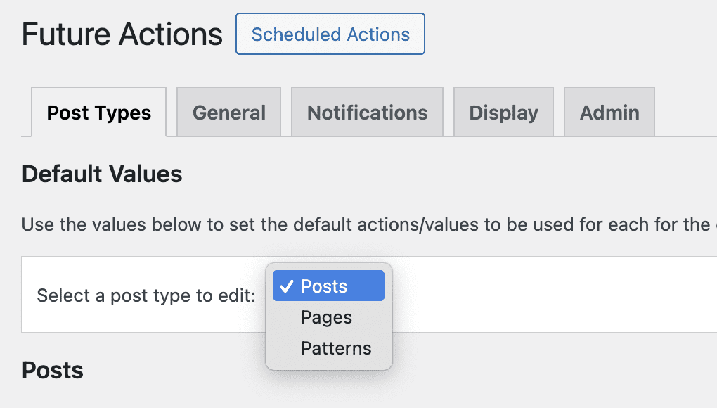 Select a post type to edit