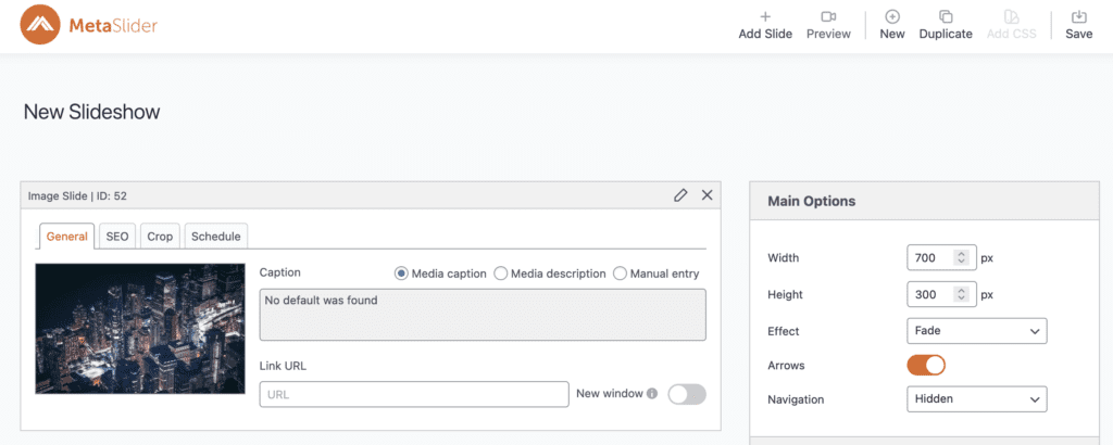 A new slideshow in MetaSlider
