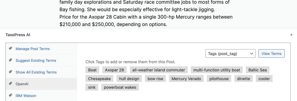 OpenAI analysis of a boat revie