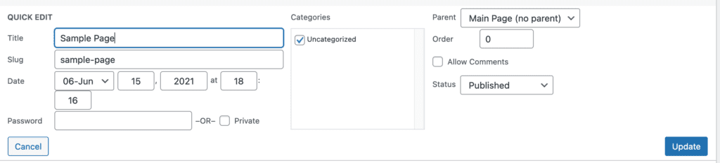 The Quick Edit area in Pages