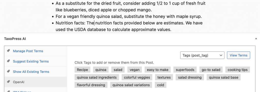 OpenAI analysis of a food blog