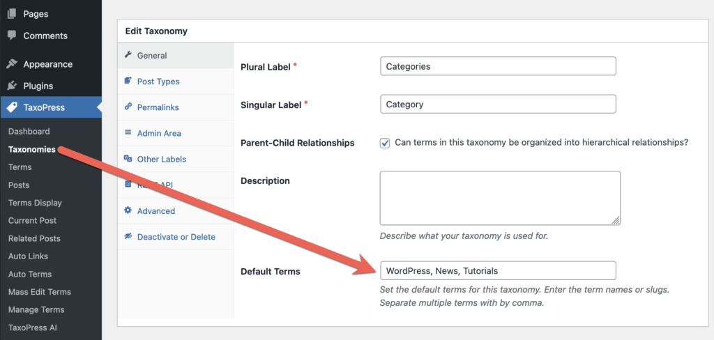 Default categories