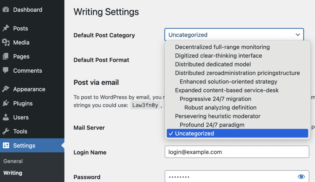 Change Default WordPress category
