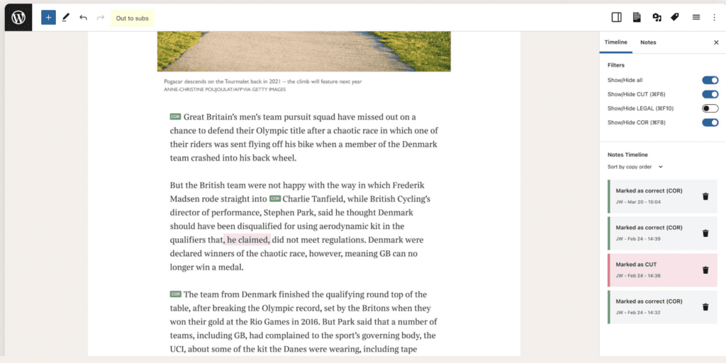 Times and Sunday Times Use WordPress screenshot