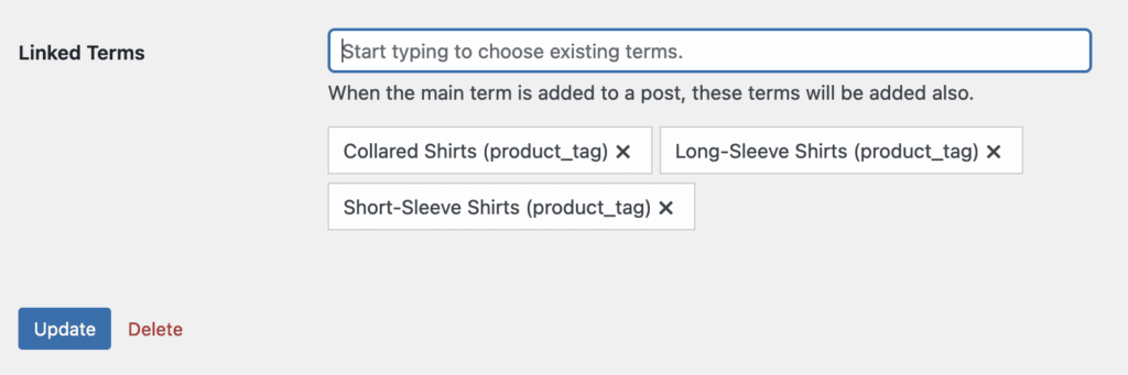 Add Linked Terms in WooCommerce