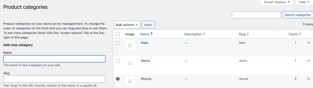 Product Categories WooCommerce