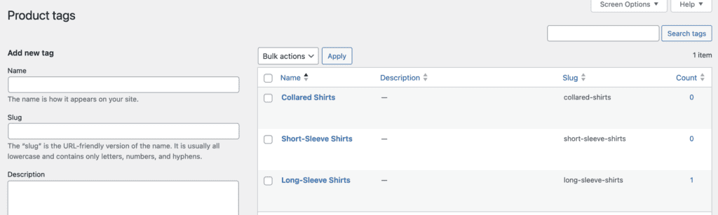 Product Tags WooCommerce
