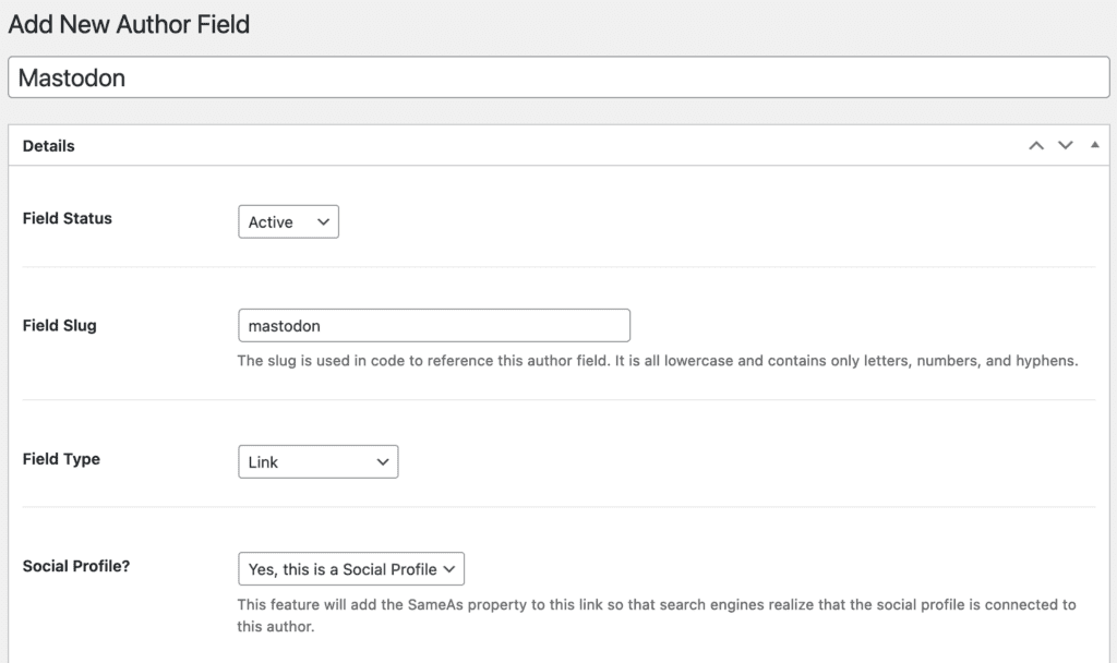 Adding a new social field