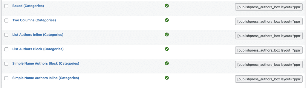 Author Categories Boxes