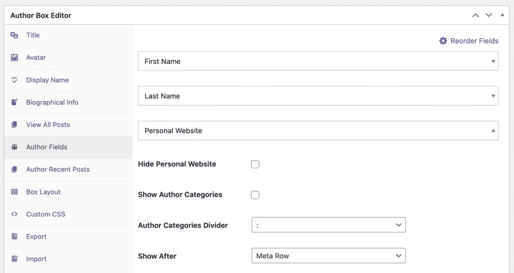 Author Boxes customization