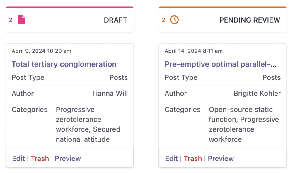 Content Board Categories
