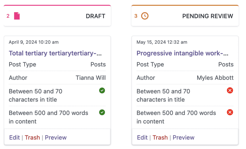 Checklists integration on the Content Board