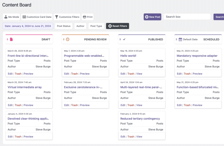The New Content Board in PublishPress Planner - PublishPress
