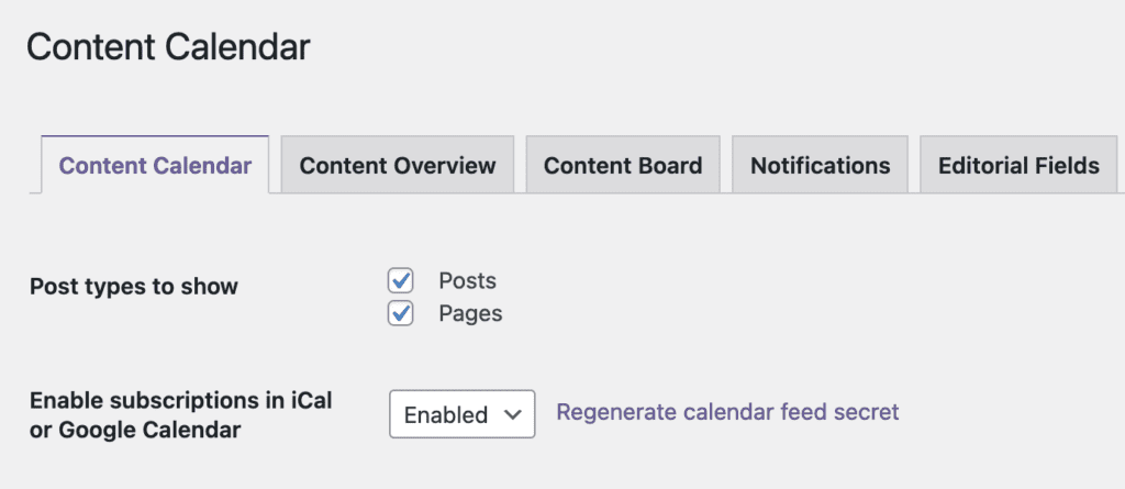 Google Calendar settings