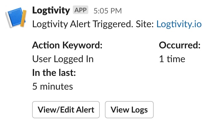 WordPress activity log to Slack
