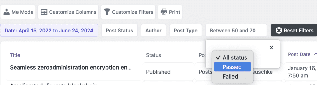 Content Overview with checklists