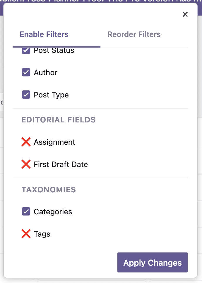 Content Overview filter